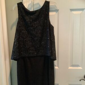 Jessica Howard Black Sheath Midi Dress Scoop Neck Sleeveless